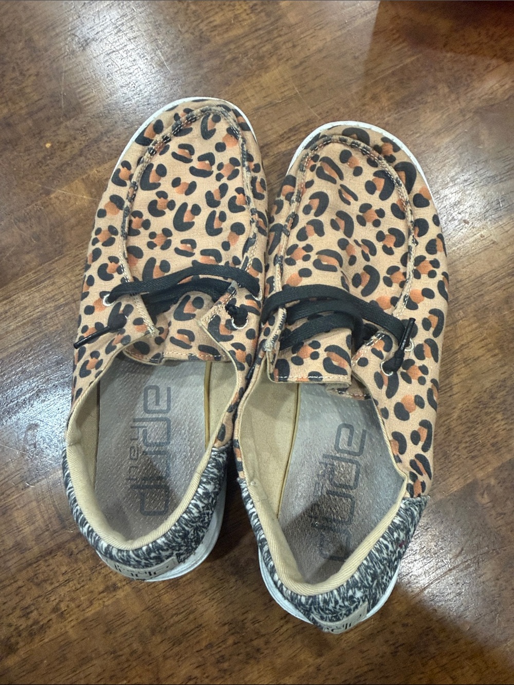Hey Dude Women's Leopard Print Slip-On Moccasins - Black & Tan